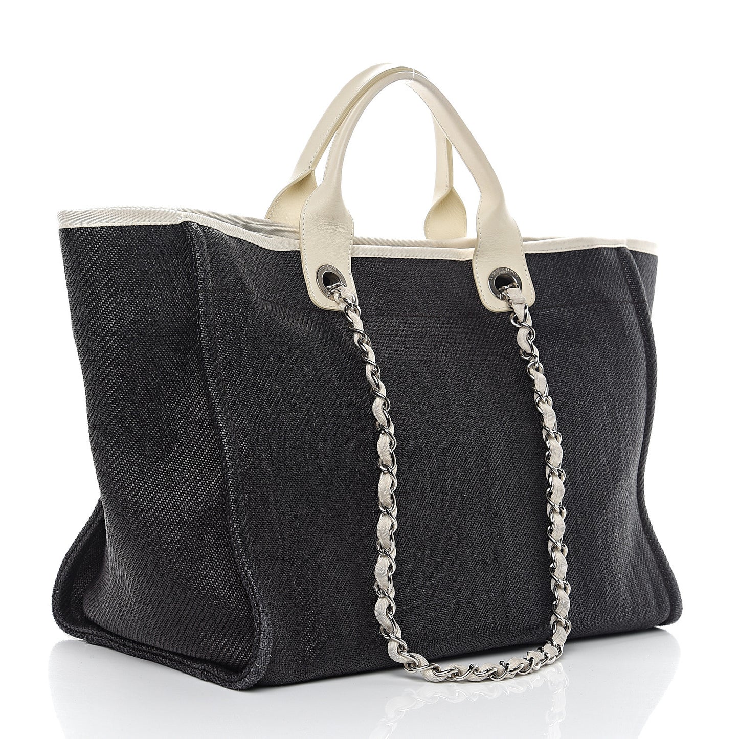 Canvas Large Deauville Tote Black White
