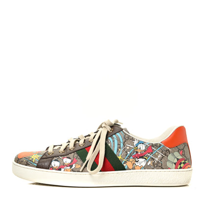 Gucci X DISNEY GG Supreme Monogram Web Donald Duck Mens Ace Sneakers 10 Beige New Acero Orange 1 of 8