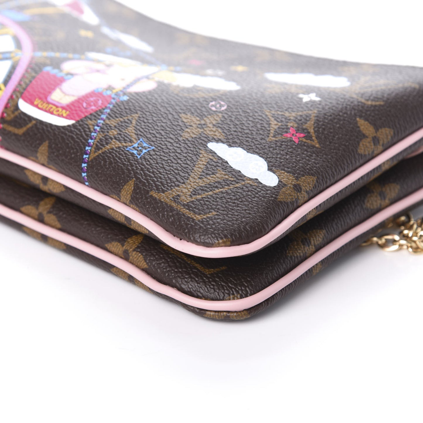 Monogram 2020 Christmas Animation Big Wheel Double Zip Pochette Rose Ballerine