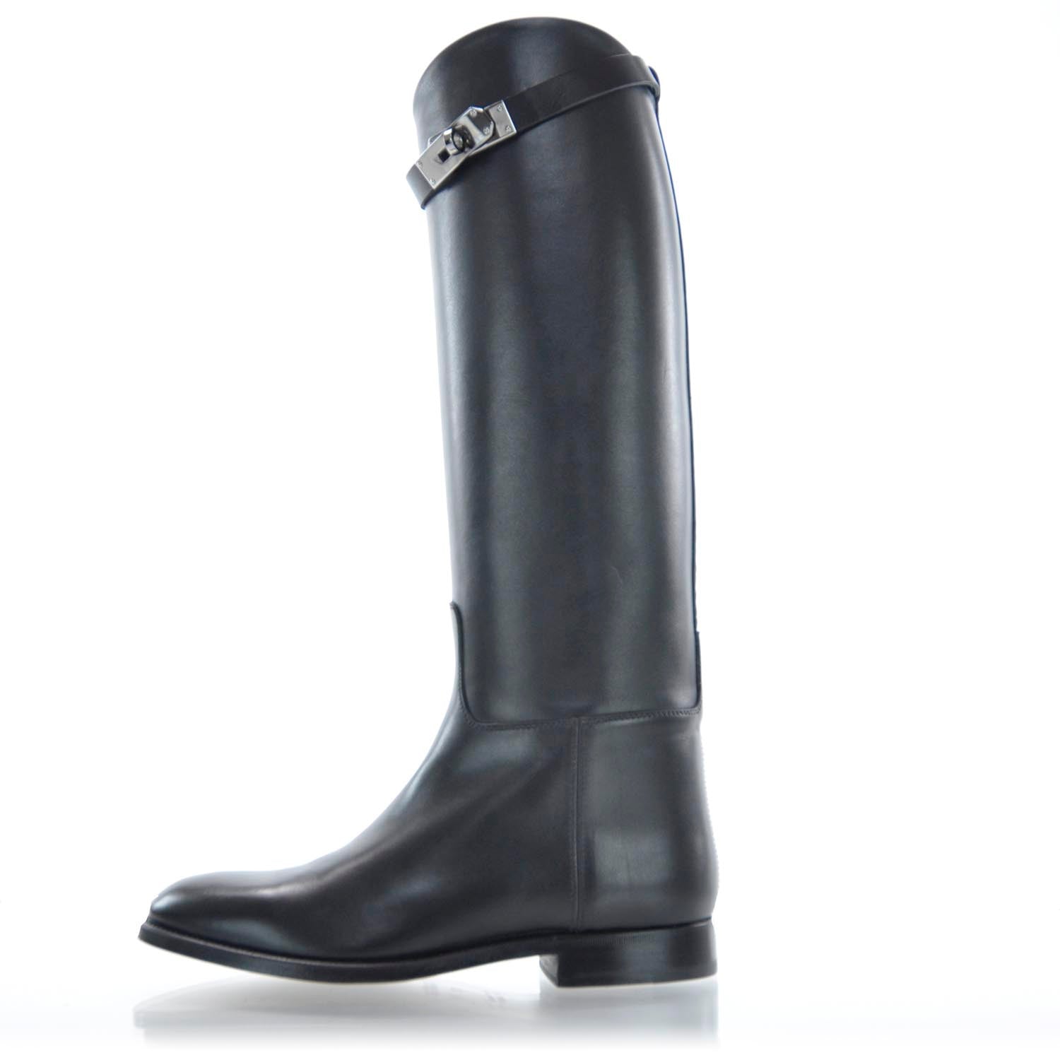 Hermes Leather Kelly Jumping Boots 37.5 Black 1 of 7
