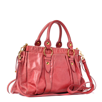Miu Miu Vitello Lux Gathered Tote Rosa 3 of 26