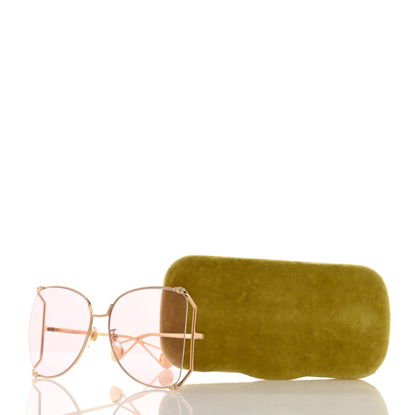 Metal Oversized Round Sunglasses GG0252S Gold Pink