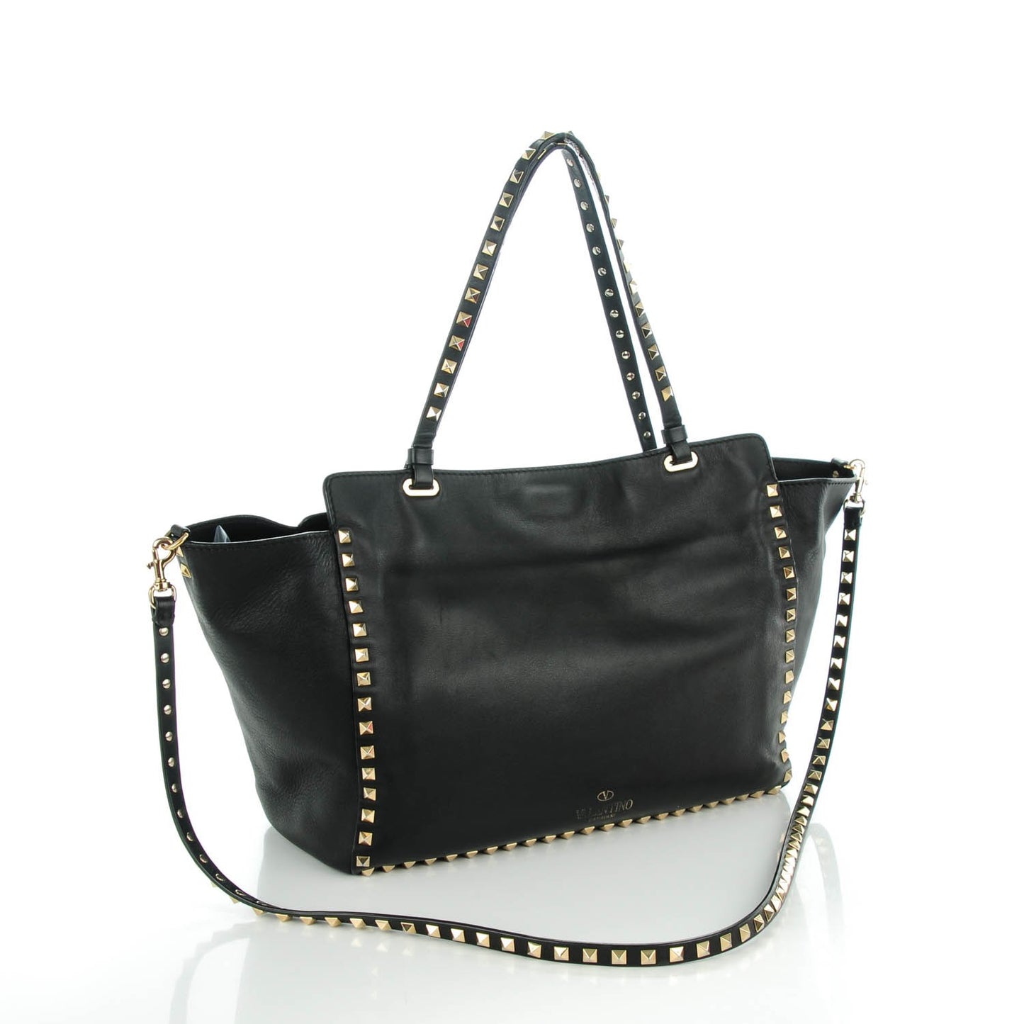 Vitello Medium Rockstud Tote Black