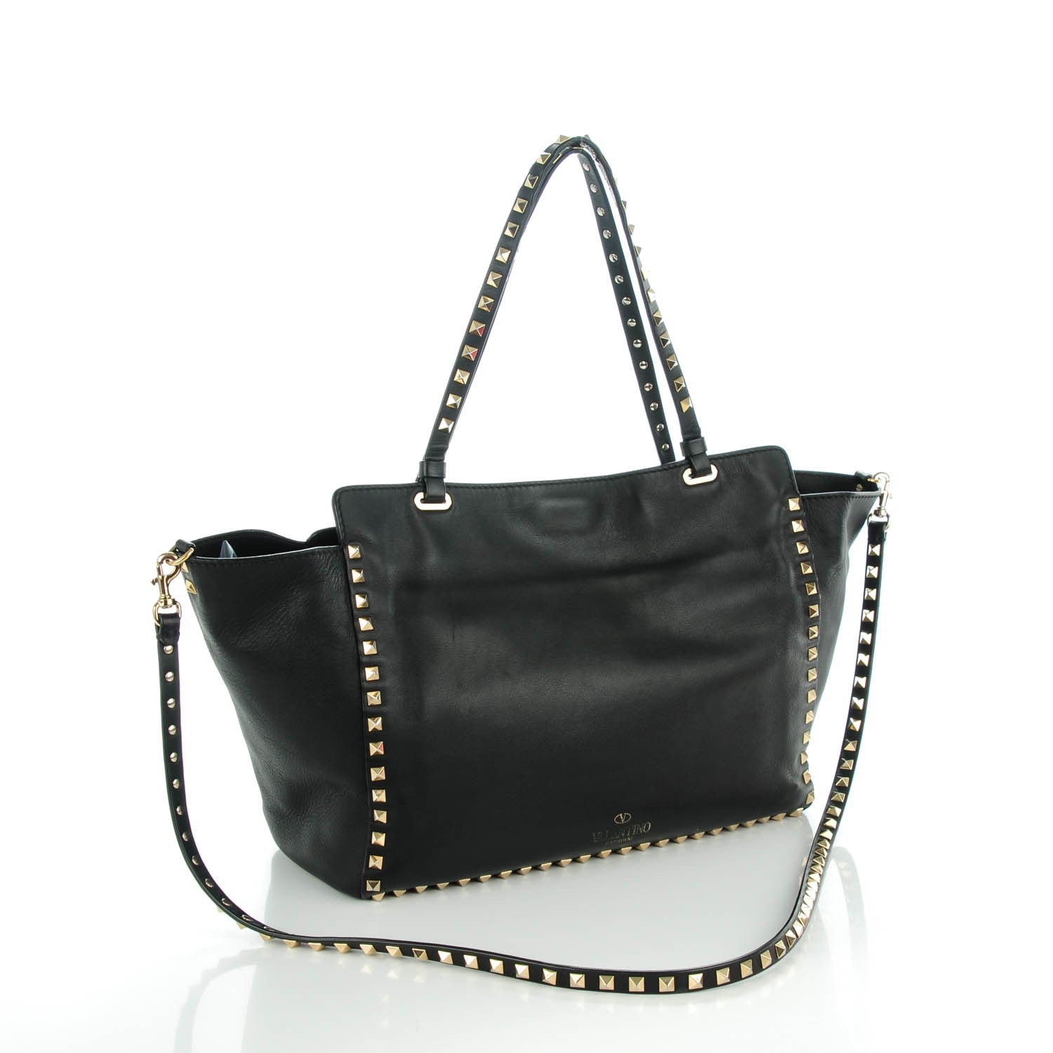 Valentino Garavani Vitello Medium Rockstud Tote Black 3 of 7