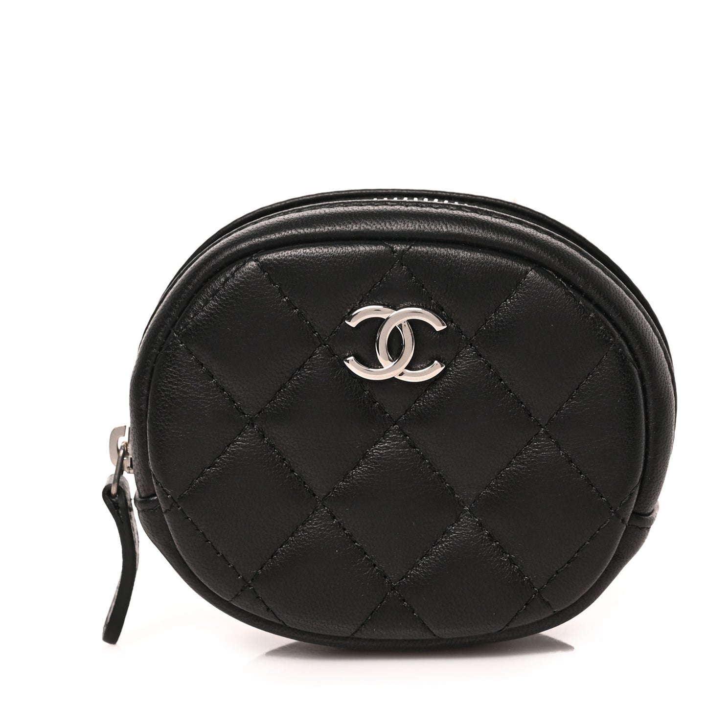 Lambskin Quilted Zip Around Classic Coin Purse Black
