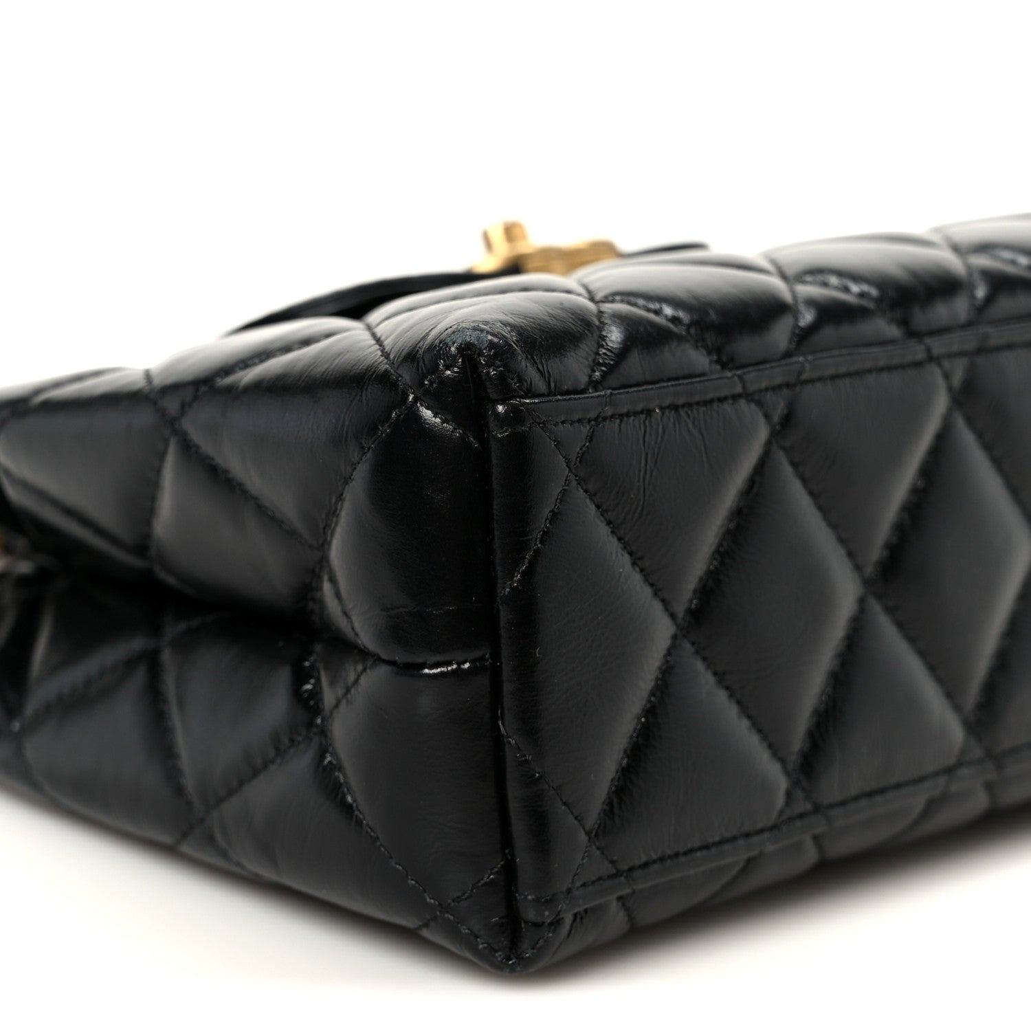 Chanel Shiny Aged Calfskin Quilted Nano Kelly Shopper Black 9 of 10