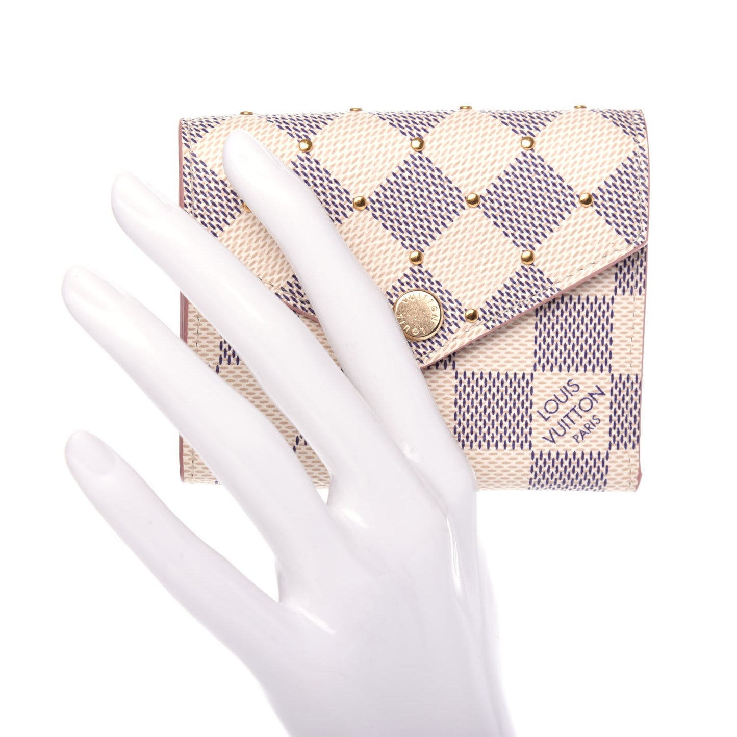 Damier Azur Studded Zoe Wallet Rose Ballerine