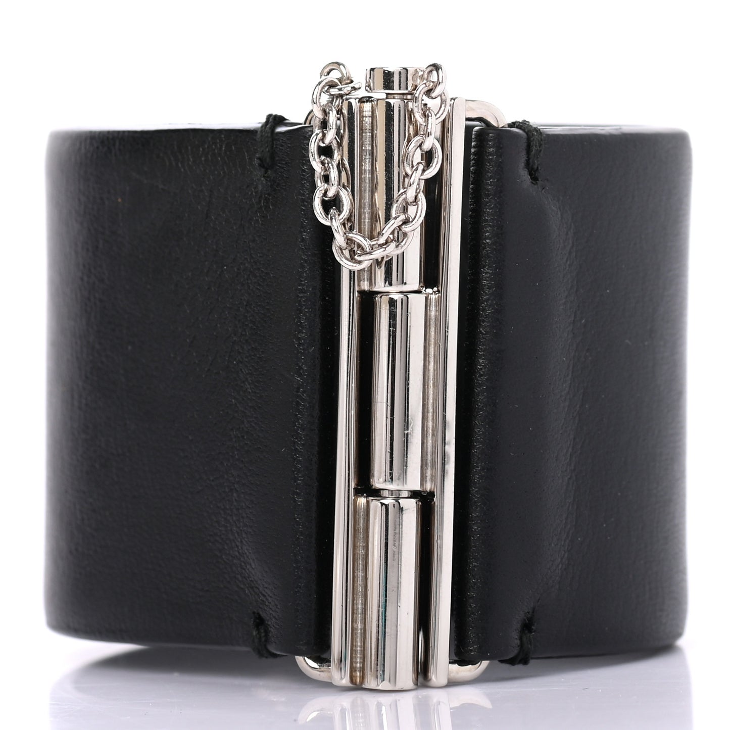 Lambskin Baguette Crystal CC Chain Cuff Bracelet S Black