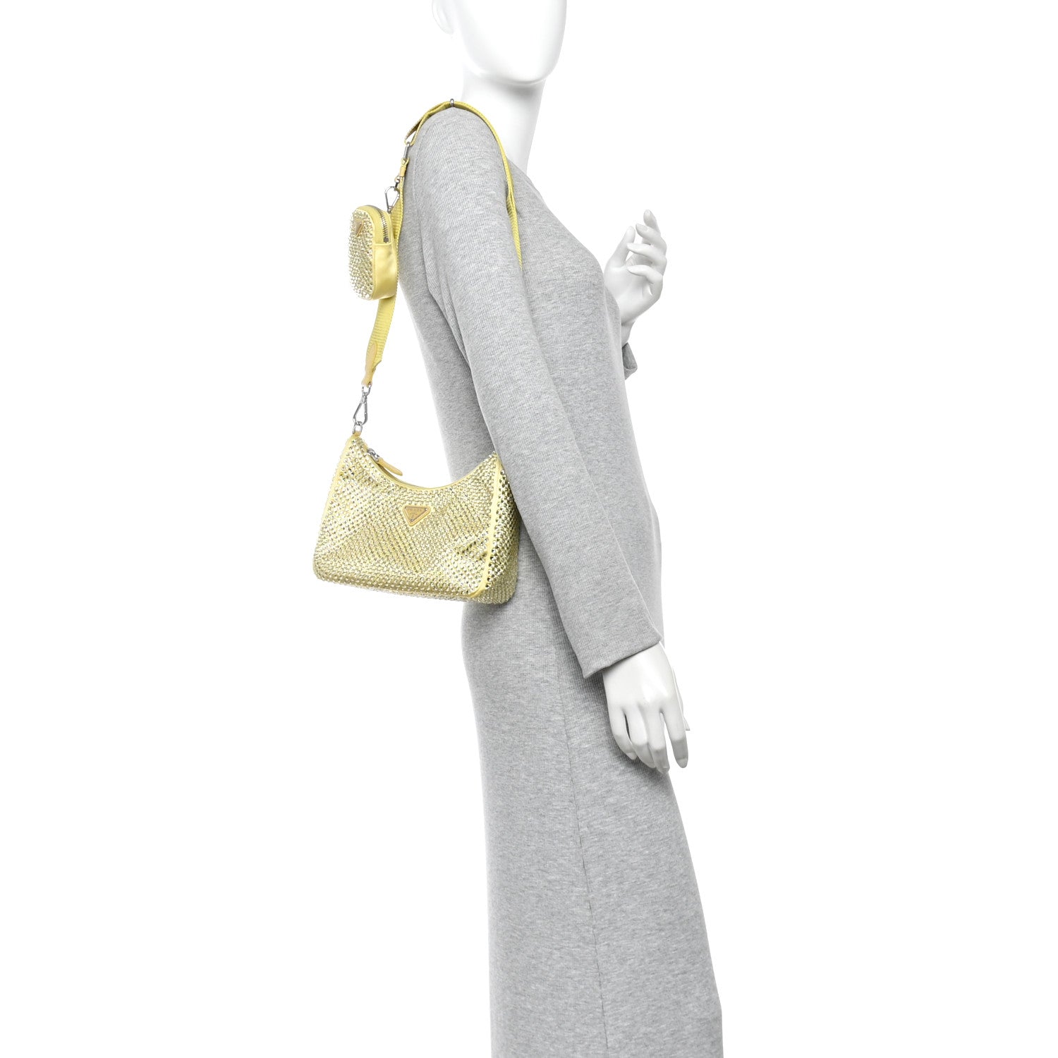 Prada Satin Crystal Re-Edition 2005 Shoulder Bag Ananas 2 of 9