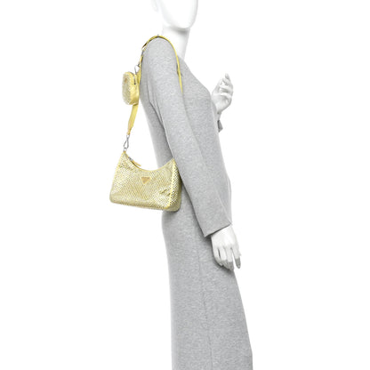 Prada Satin Crystal Re-Edition 2005 Shoulder Bag Ananas 2 of 9
