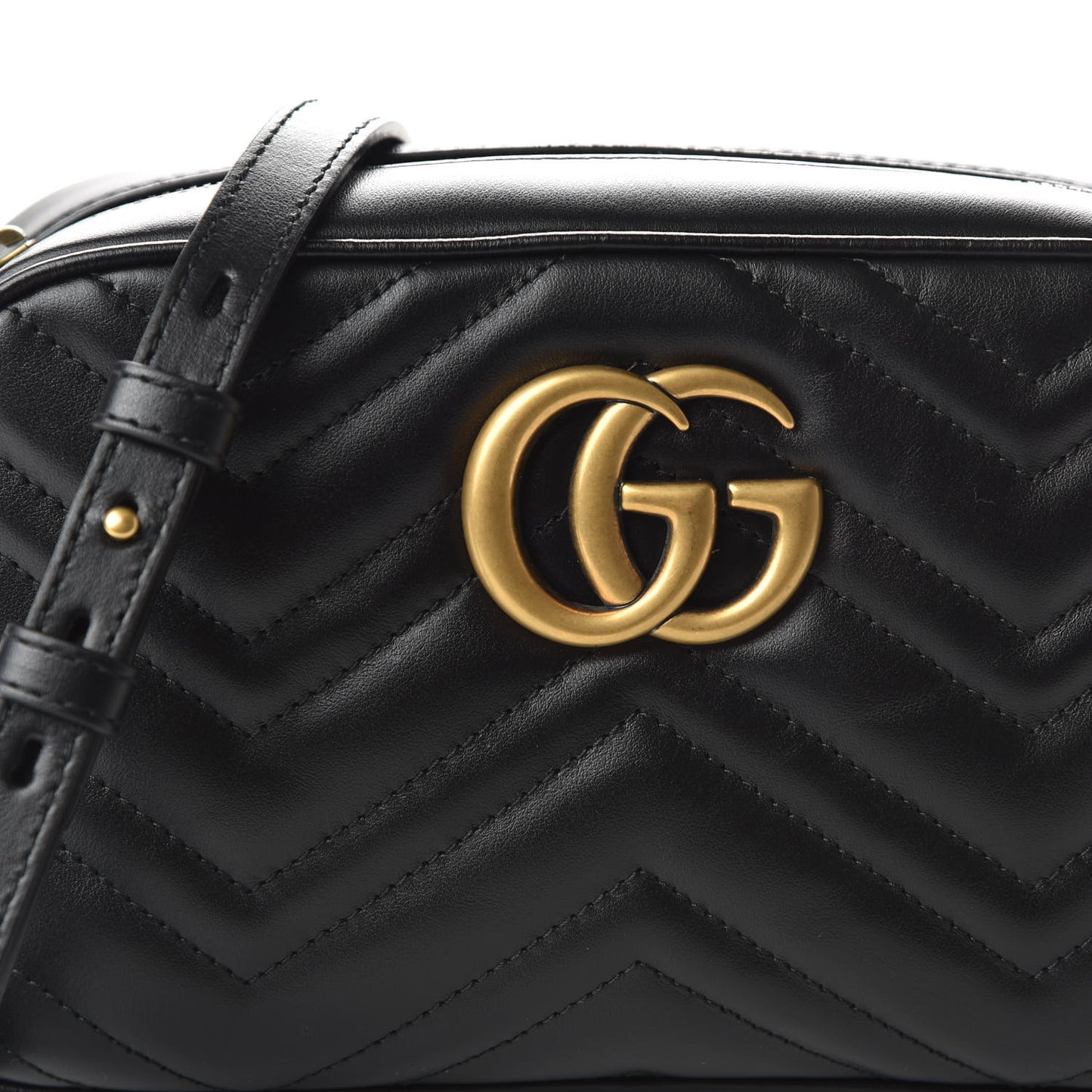 Calfskin Matelasse Small GG Marmont Chain Shoulder Bag Black