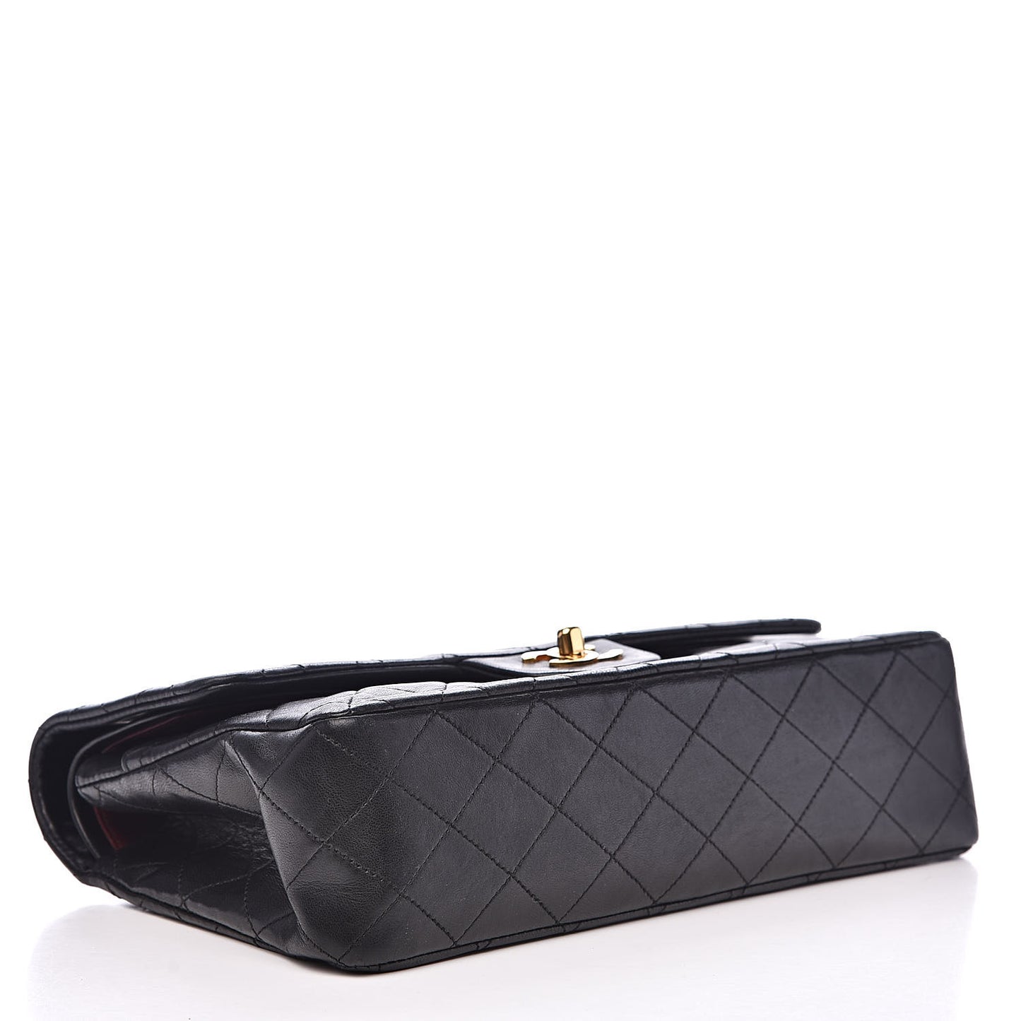 Lambskin Quilted Medium Double Flap Black