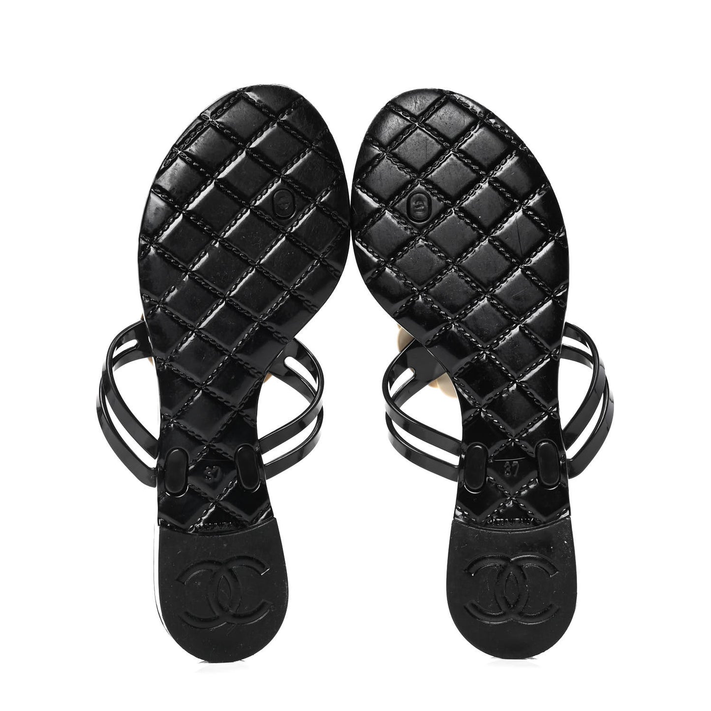 Jelly Camellia Thong Sandals 37 Black Ivory