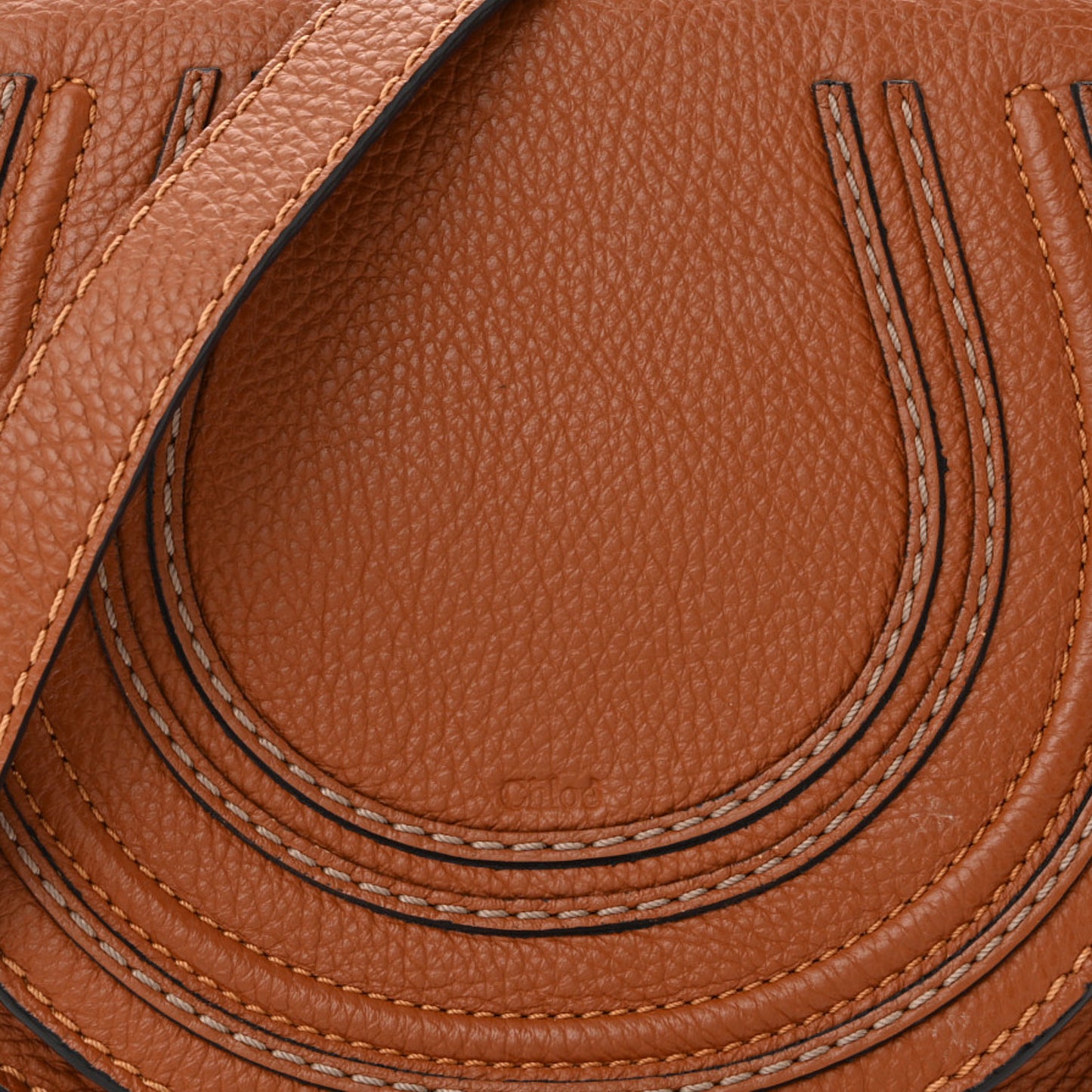 Grained Calfskin Small Marcie Saddle Bag Tan