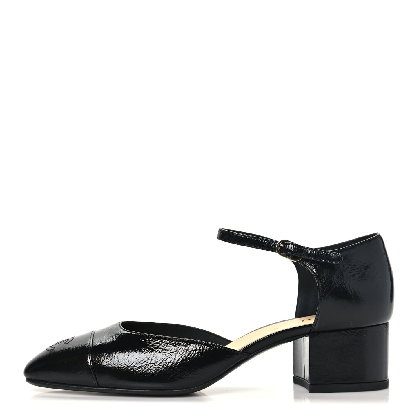 Shiny Lambskin CC Cap Toe Mary Janes Pumps 40 Black
