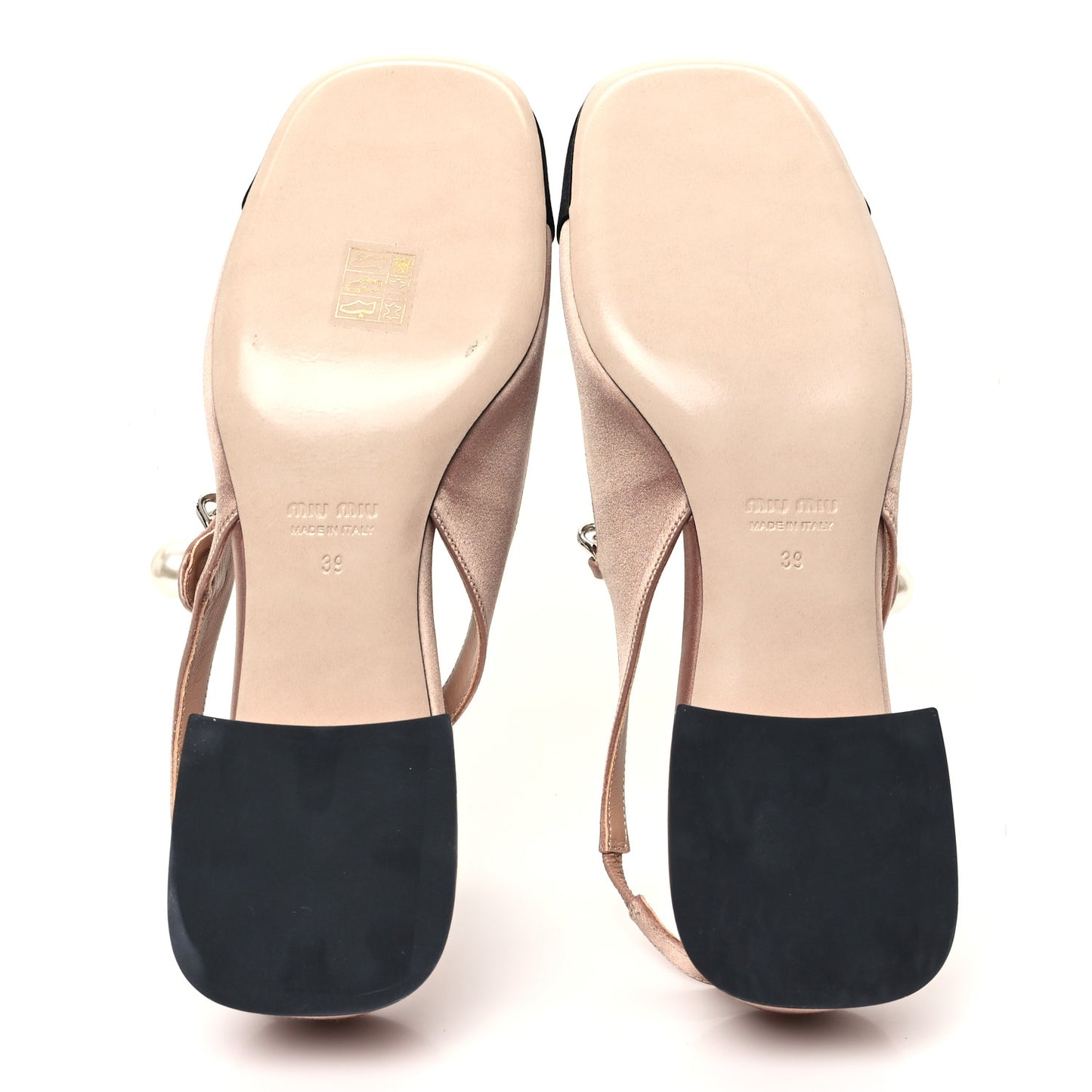 Satin Chain Pearl Slingback Pumps 39 Cammeo Black