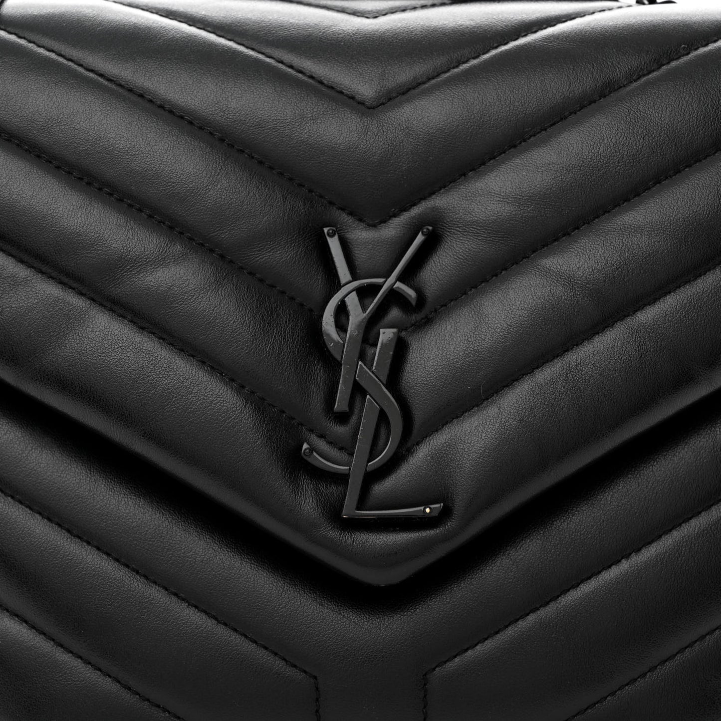 Calfskin Y Quilted Monogram Monochrome Medium Loulou Chain Satchel Black