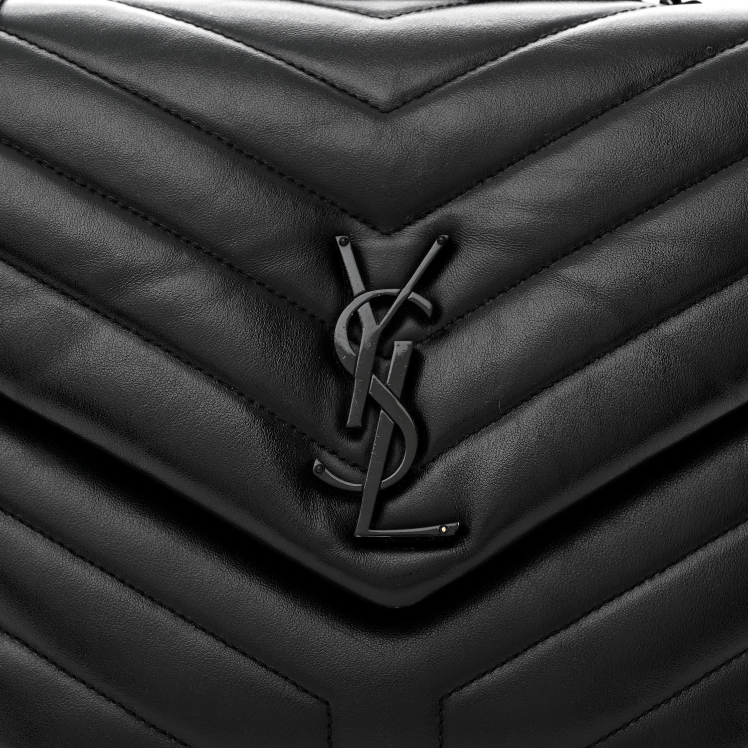 Saint Laurent Calfskin Y Quilted Monogram Monochrome Medium Loulou Chain Satchel Black 9 of 11