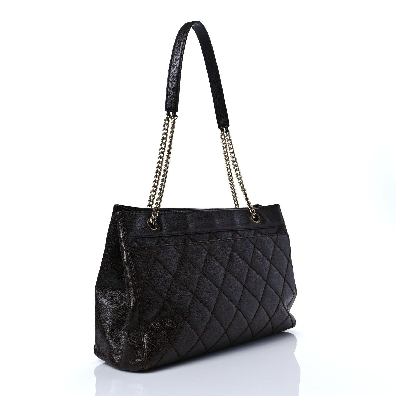 Chanel Caviar Quilted Shopping Tote Dark Brown 3 of 10