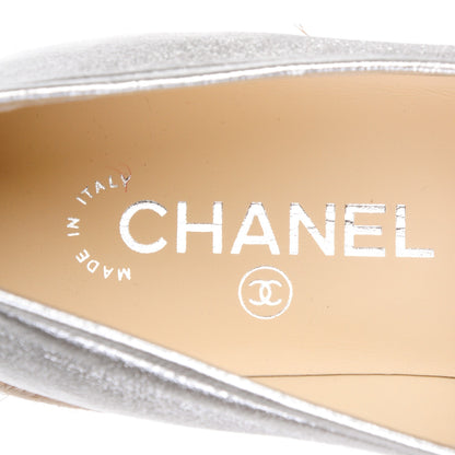 Chanel Crumpled Lambskin CC Espadrilles 39 Silver 6 of 8