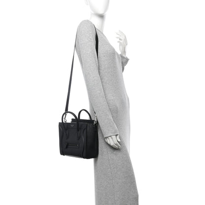 Celine Drummed Calfskin Nano Luggage Black 2 of 9