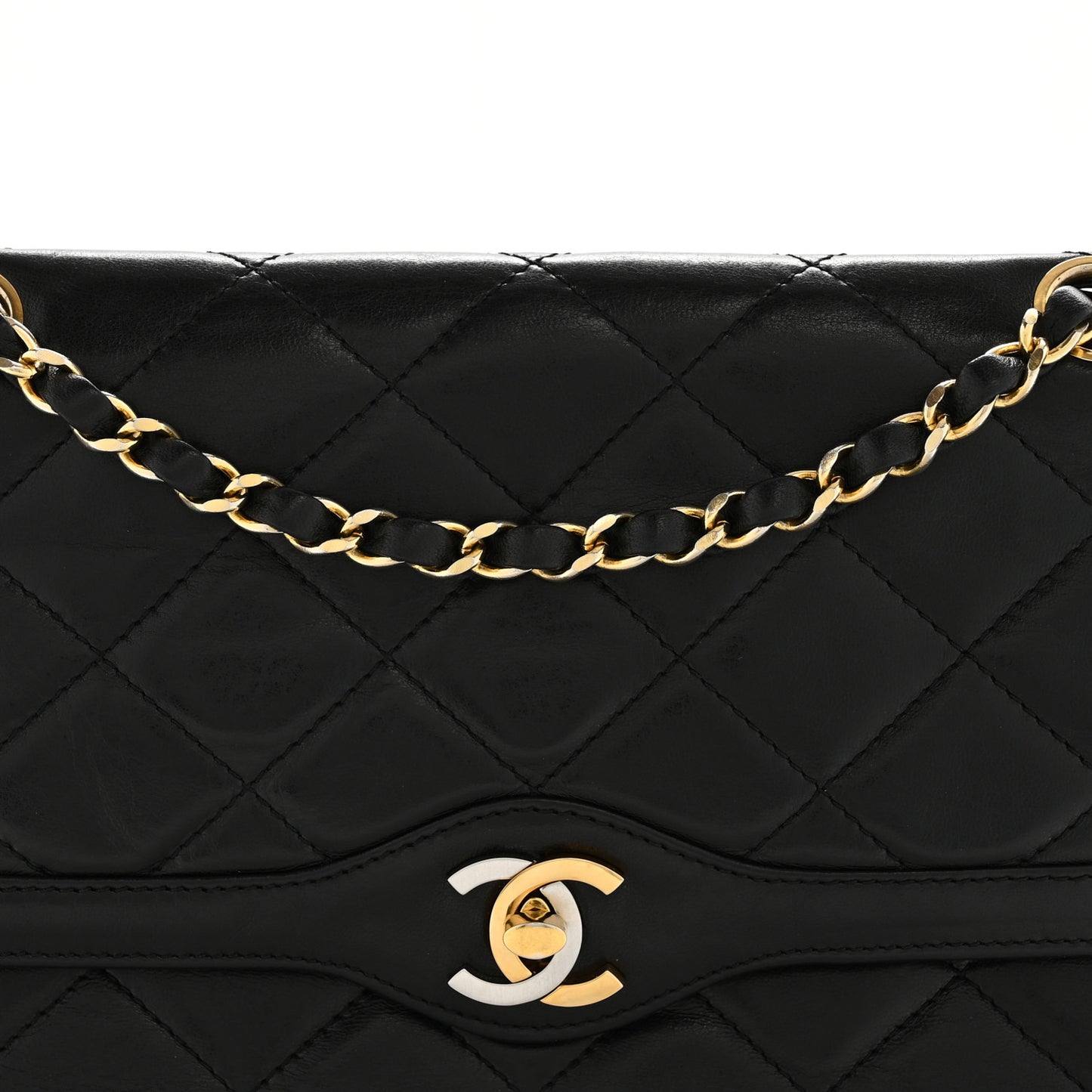 Lambskin Medium Double Flap Black