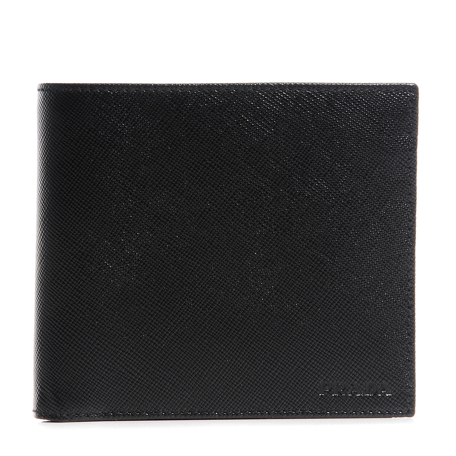 Prada Saffiano Enamel Bi-Fold Wallet Nero Black 1 of 8