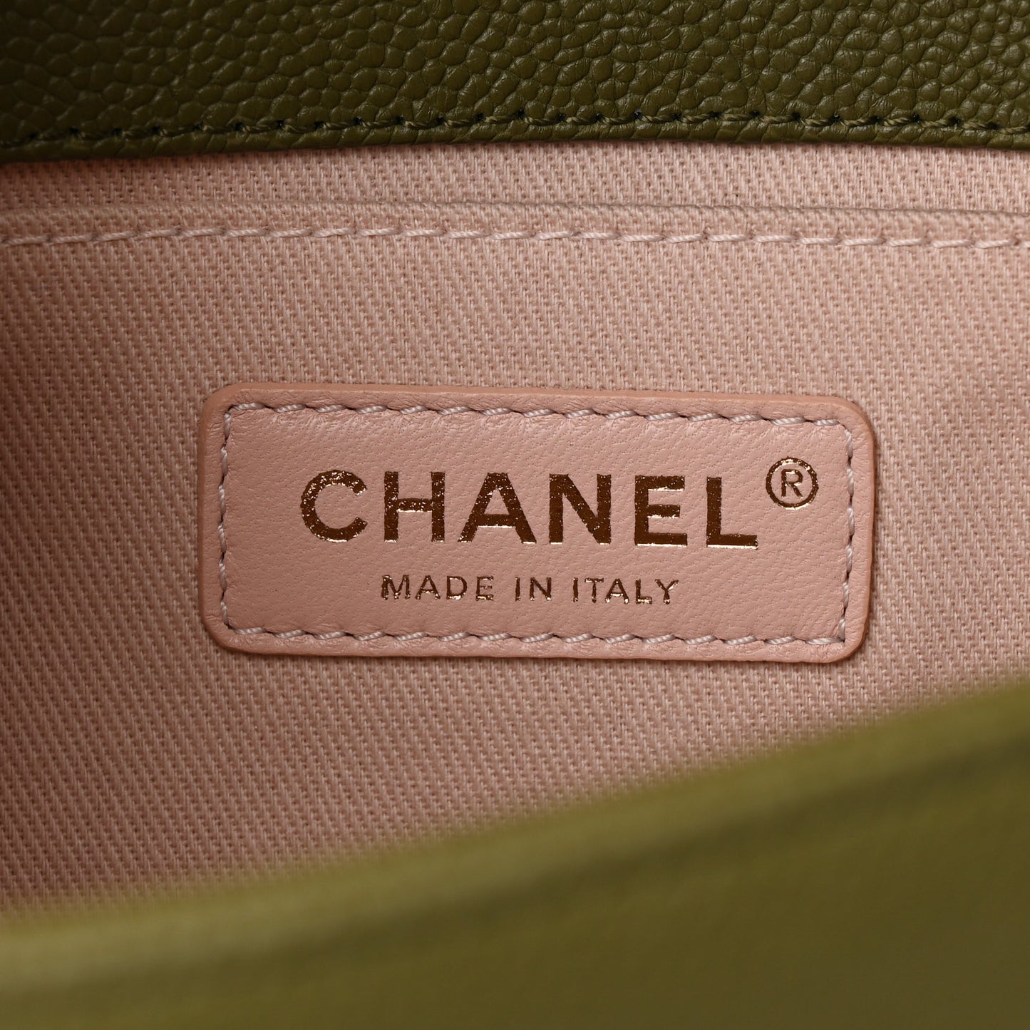 Caviar Quilted Medium Boy Flap Khaki