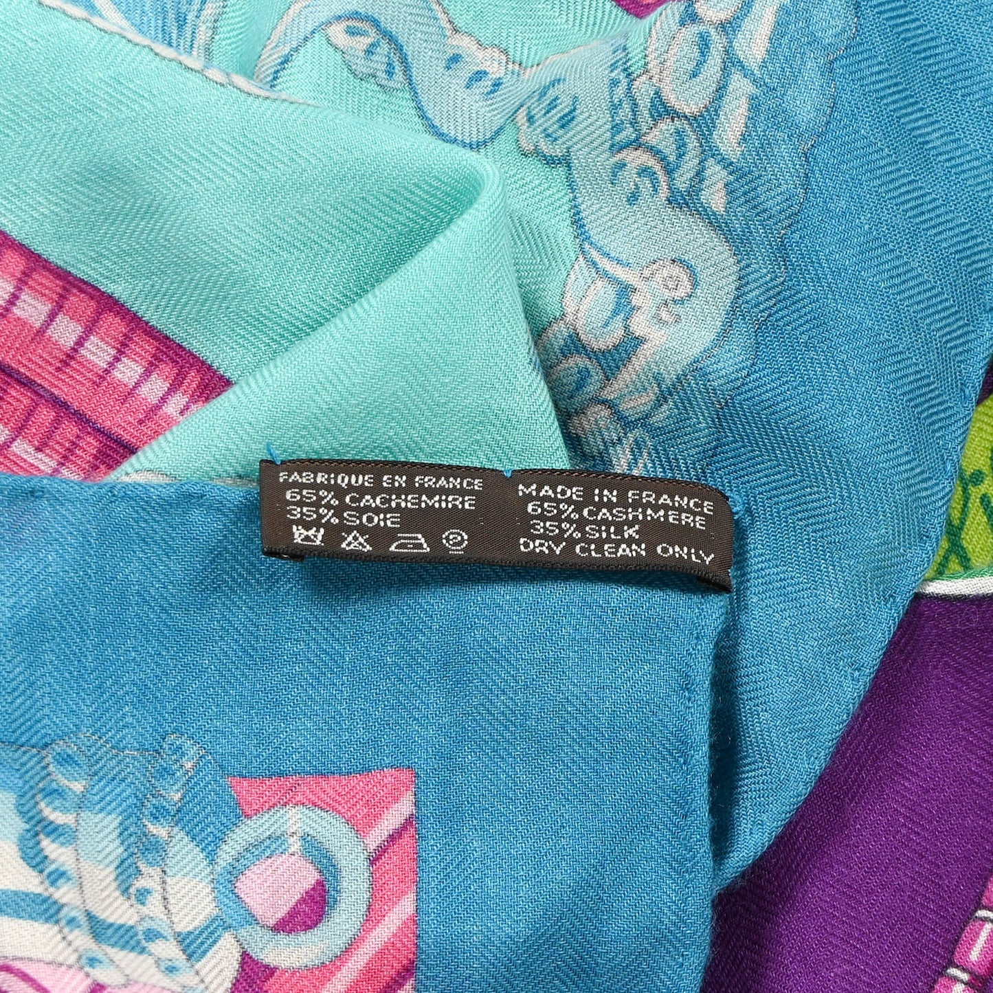 Cashmere Silk Ceintures et Liens Shawl 140 Aqua Violet Turquoise