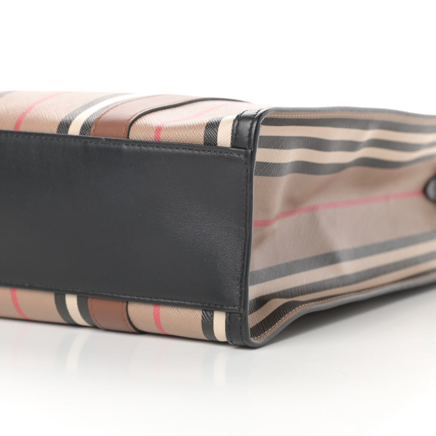 E-Canvas Stripe Small Portrait Tote Bag Brown