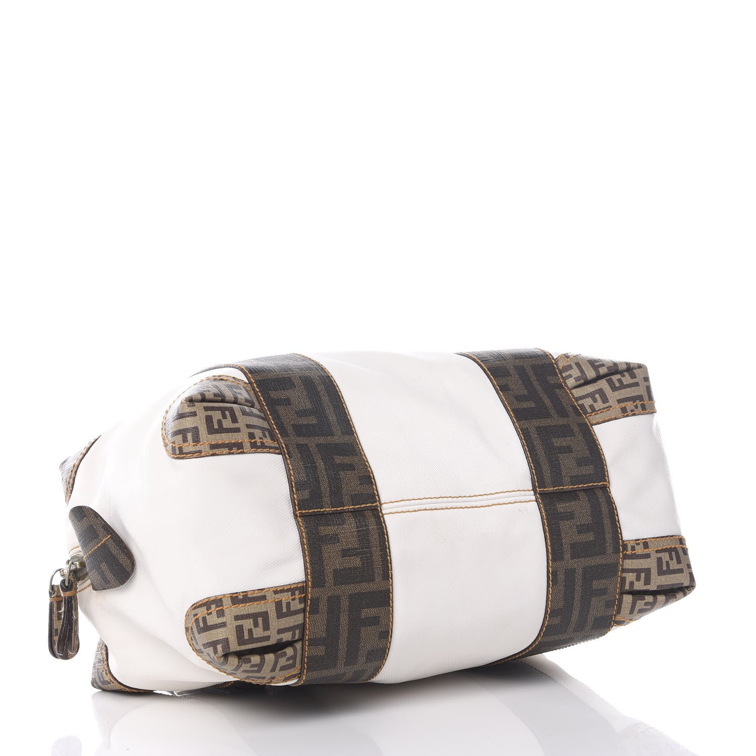 Fendi Canvas Zucca Zucchino Spalmati B Mix Tote White Mogano Panna 3 of 12