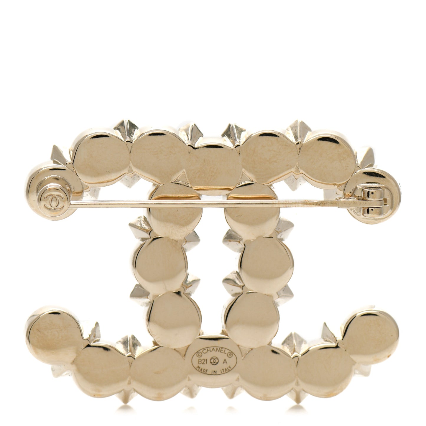 Pearl Crystal CC Brooch White Gold