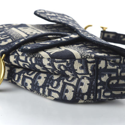 Christian Dior Oblique Embroidered Saddle Bag Blue 7 of 9