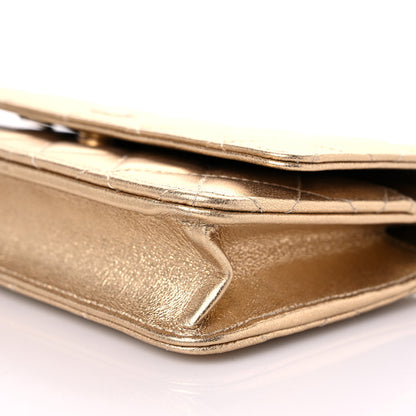 Chanel Metallic Lambskin Quilted Wallet On Chain WOC Gold 10 of 11