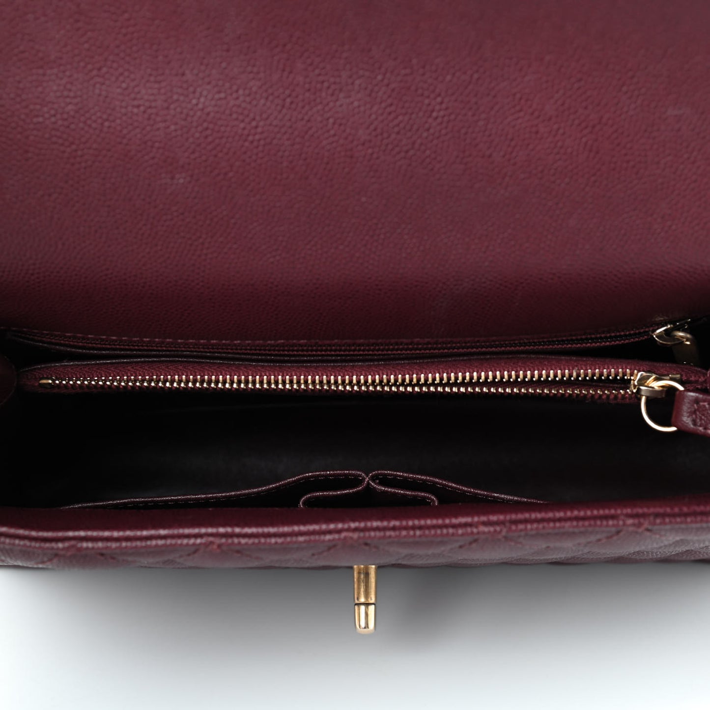 Caviar Lizard Embossed Quilted Small Coco Handle Flap Burgundy