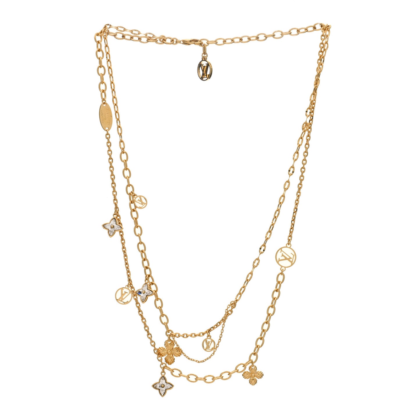 Metal Blooming Strass Necklace Gold