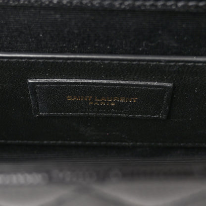 Saint Laurent Grain De Poudre Textured Mixed Matelasse Triquilt Small Monogram Satchel Black 6 of 9