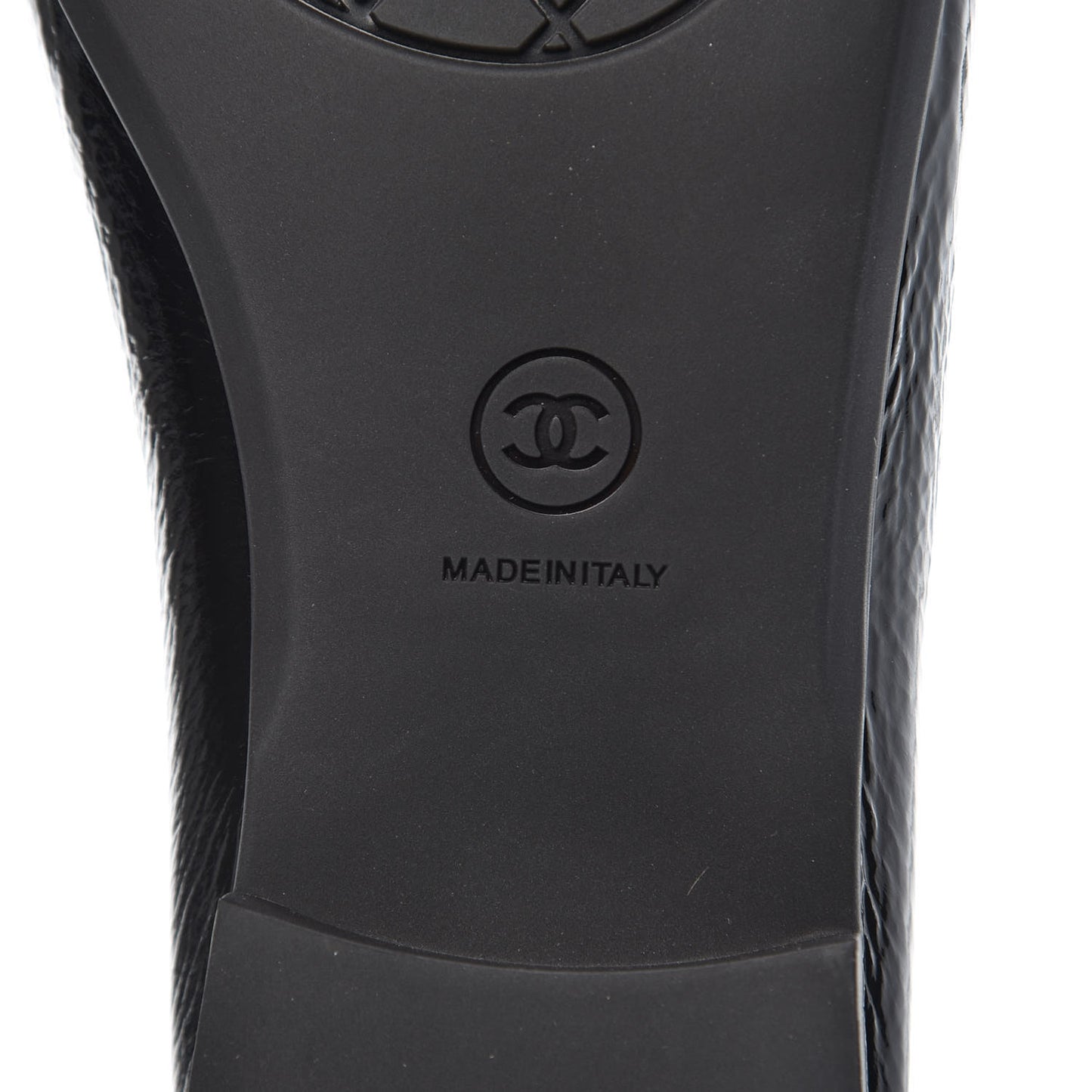 Patent Crackled Calfskin CC Mocassin Loafers 41 Black