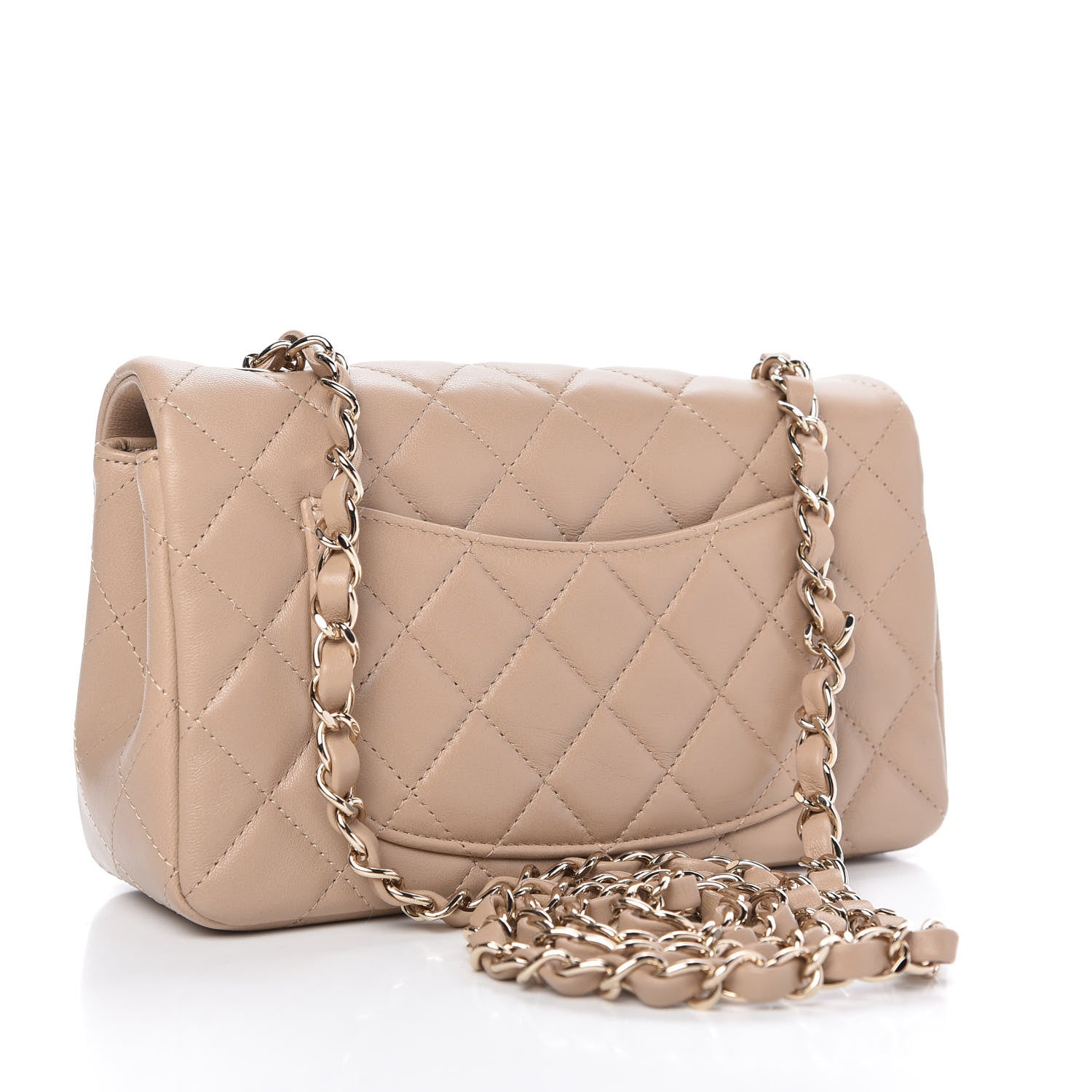 Chanel Lambskin Quilted Mini Rectangular Flap Dark Beige 3 of 12