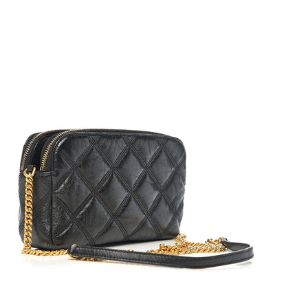 Saint Laurent Grained Lambskin Quilted Mini Becky Double Zip Bag Black 2 of 11