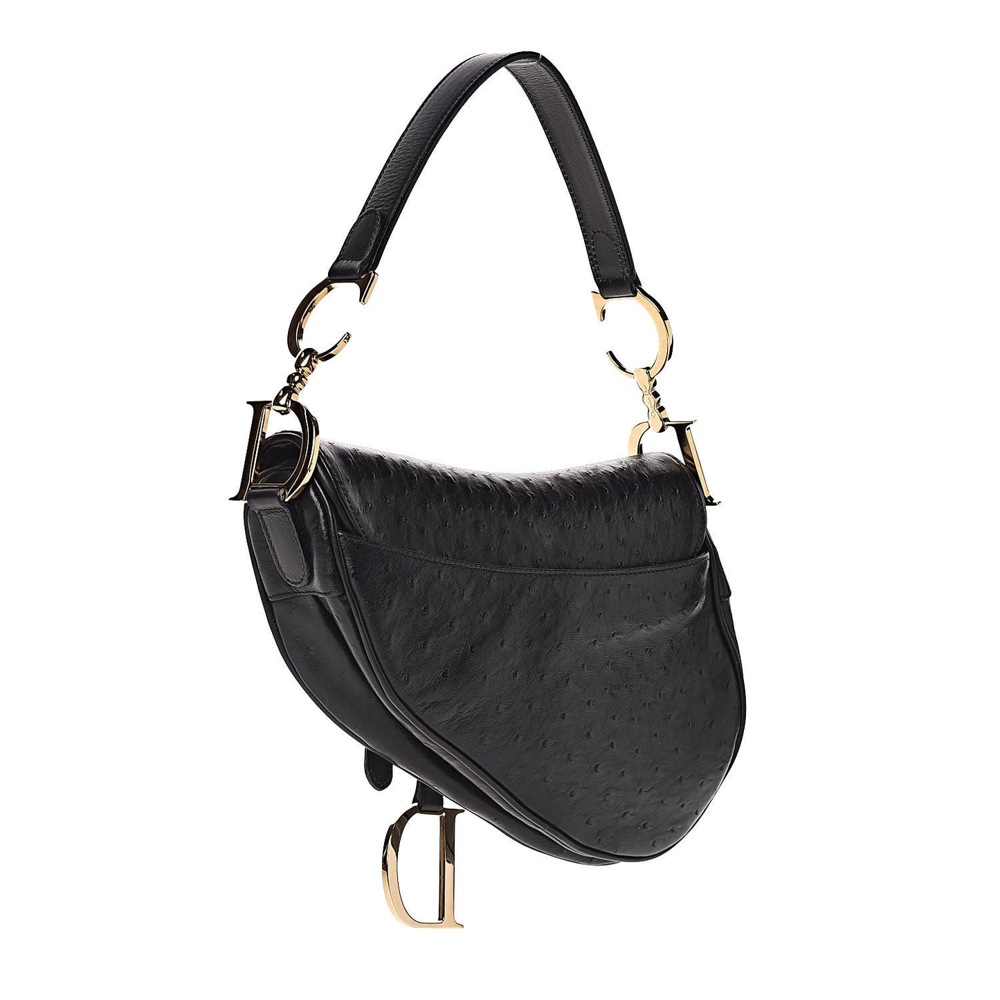 Ostrich Saddle Bag Black