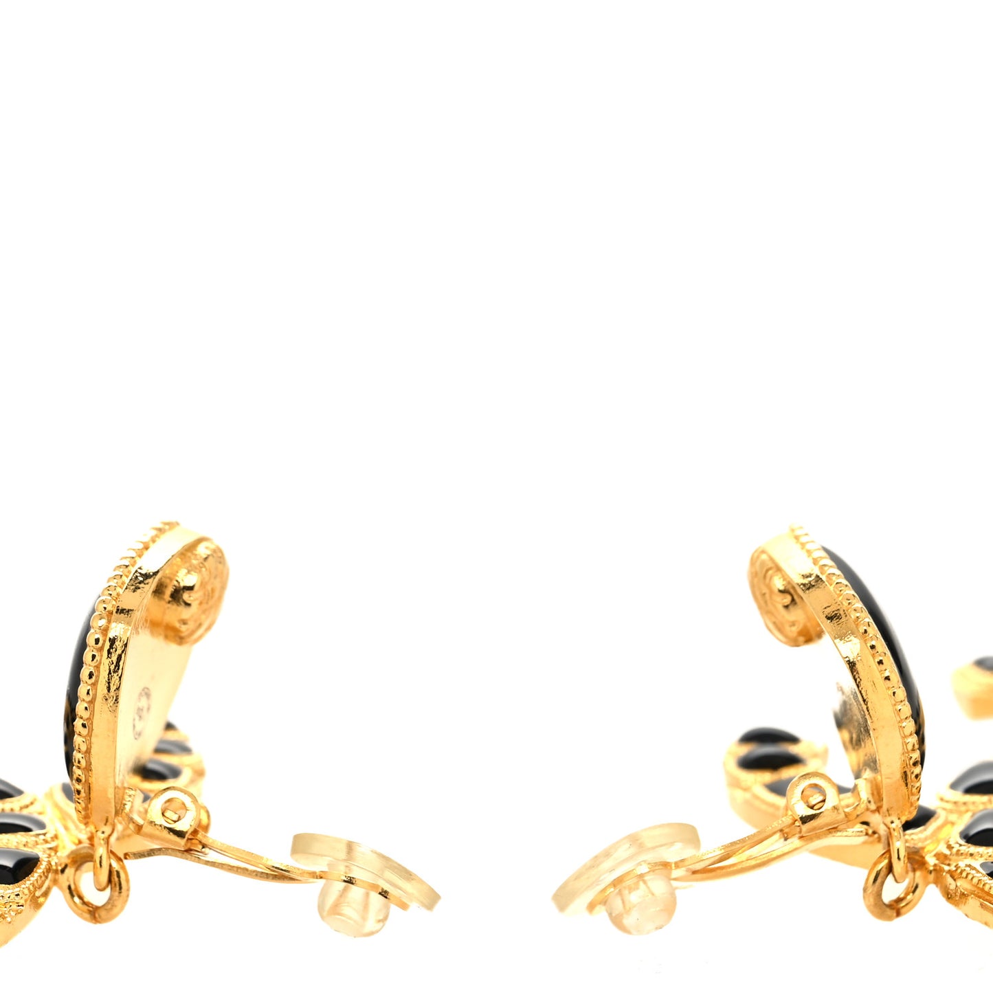 Resin Along The Nile CC Clip On Earrings Gold Black