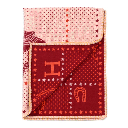 Hermes Wool Cashmere Western And Company Blanket Rouge H 2 of 3
