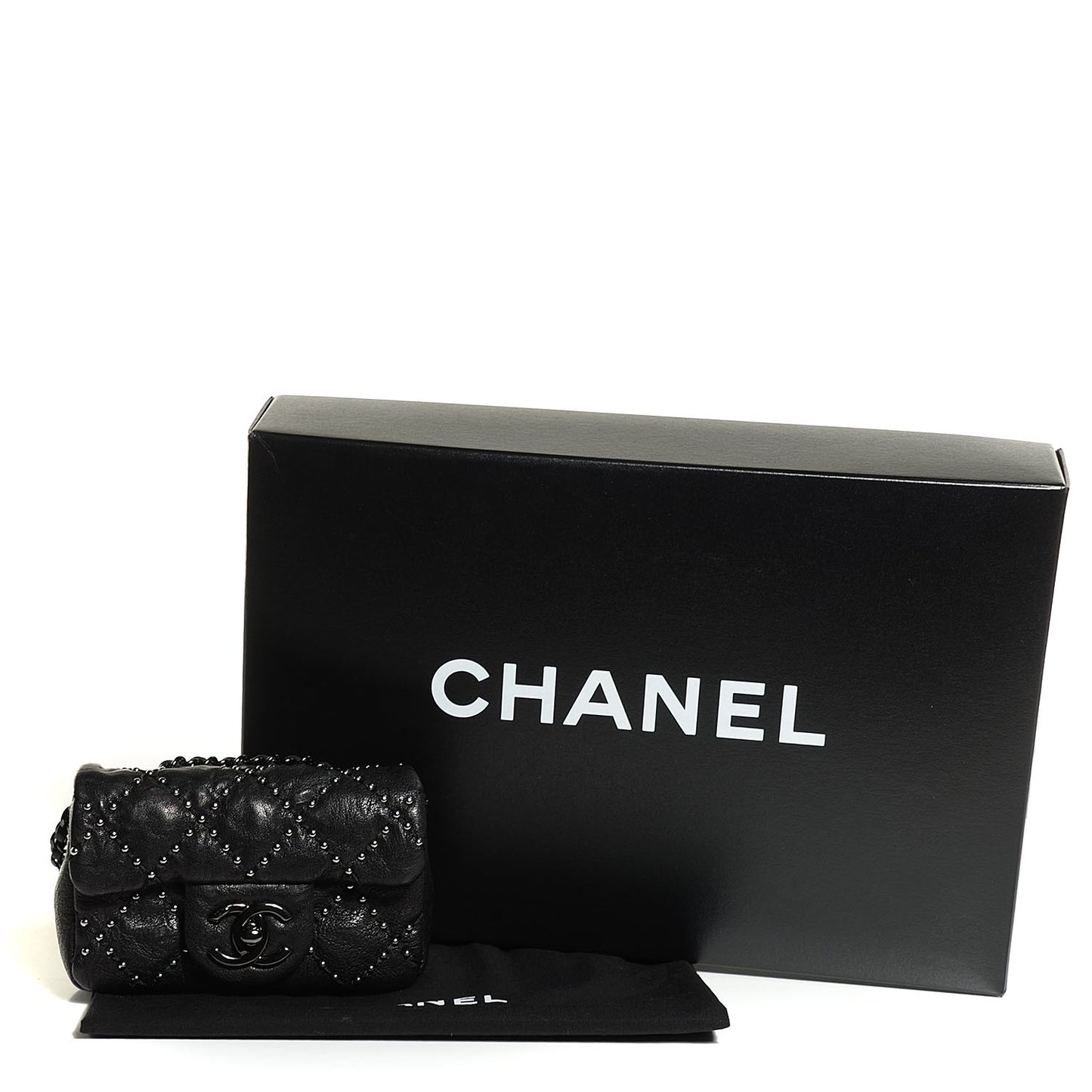 Lambskin Studded Metal Beauty Mini Flap Black