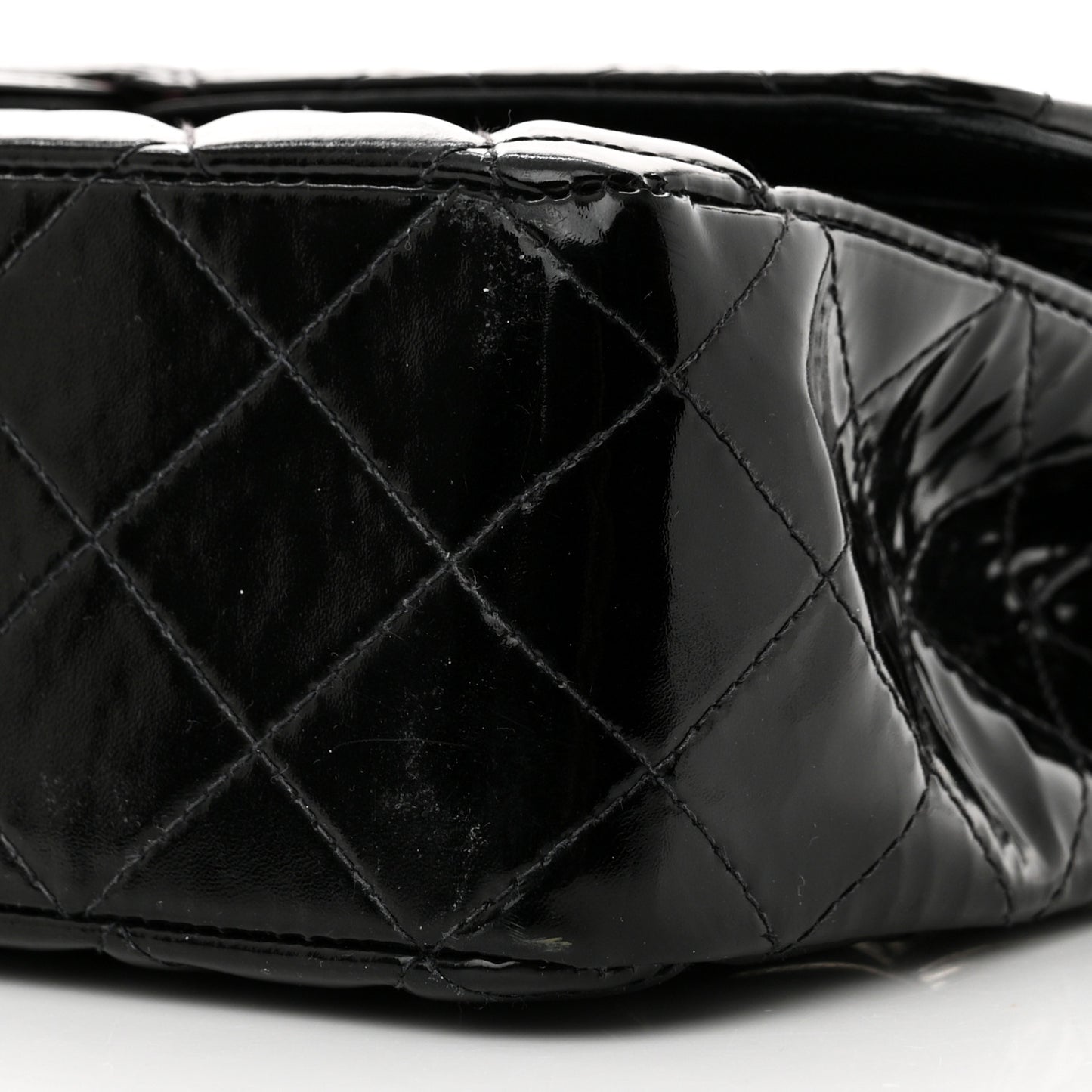 Patent Quilted Medium Double Flap Black