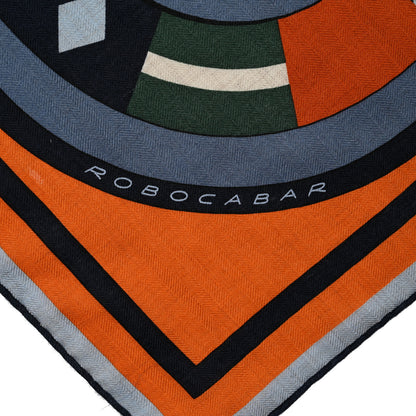Hermes Cashmere Silk Robocabar Scarf 100 Bleu Naturel Orange 7 of 12