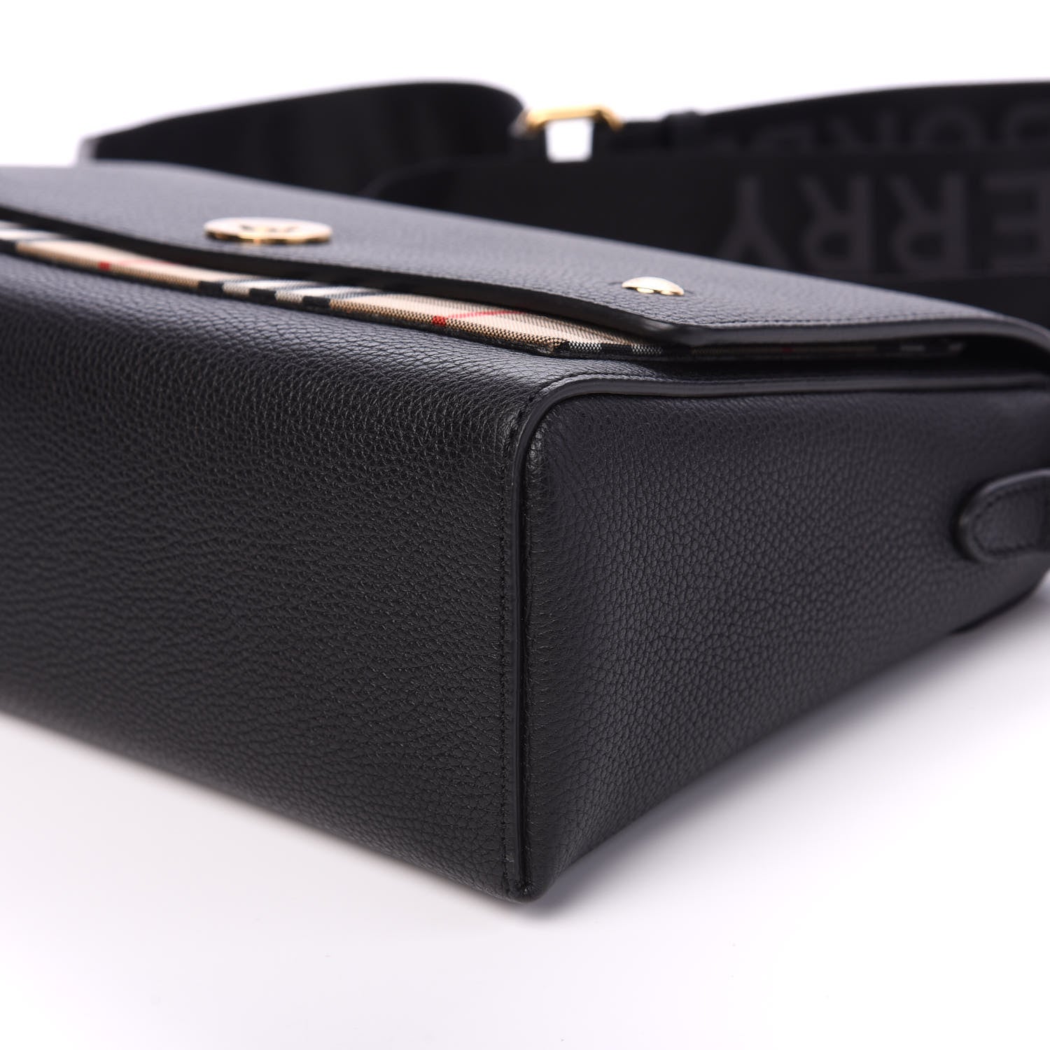 Burberry Grainy Calfskin Vintage Check Note Crossbody Bag Black 7 of 8