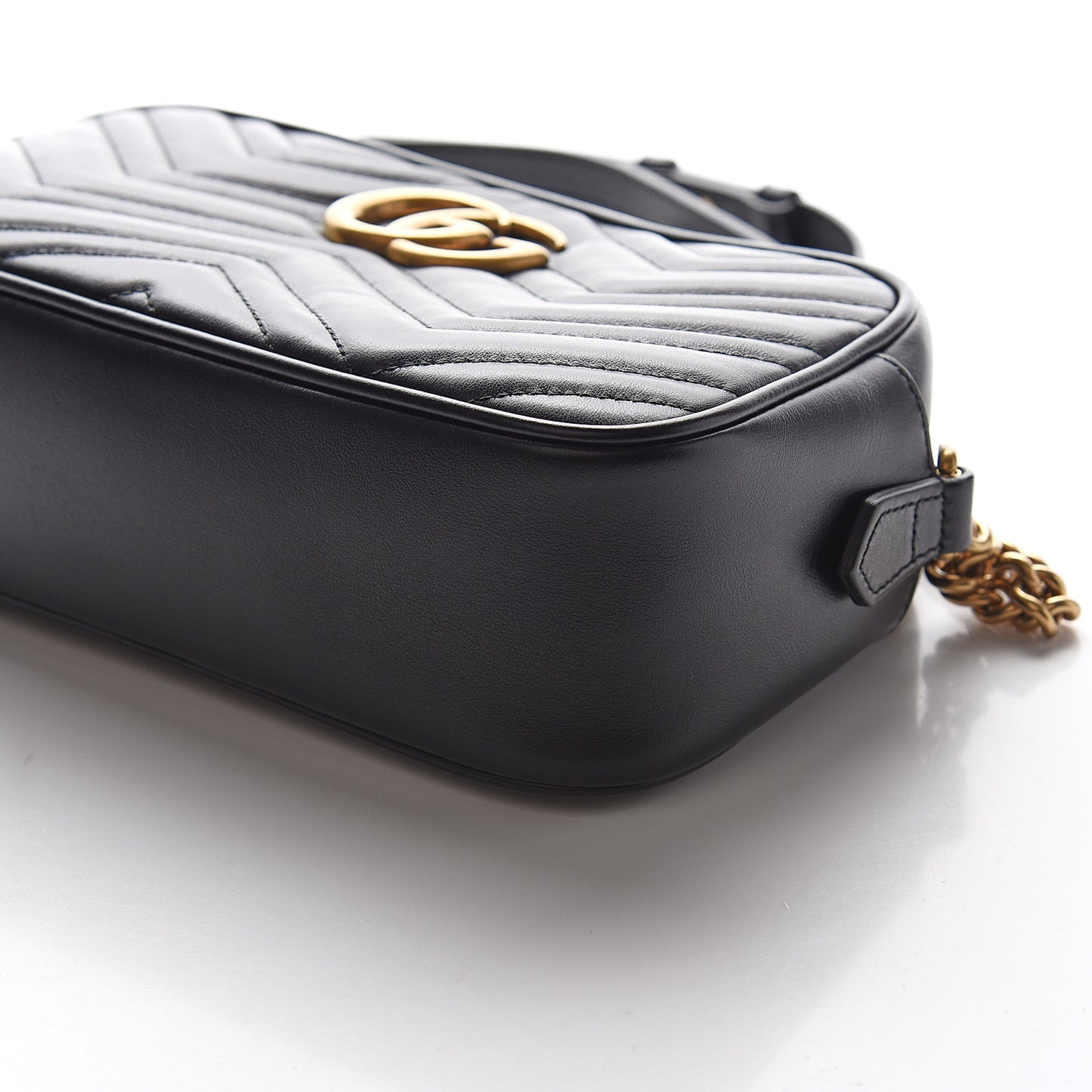 Calfskin Matelasse Small GG Marmont Chain Shoulder Bag Black