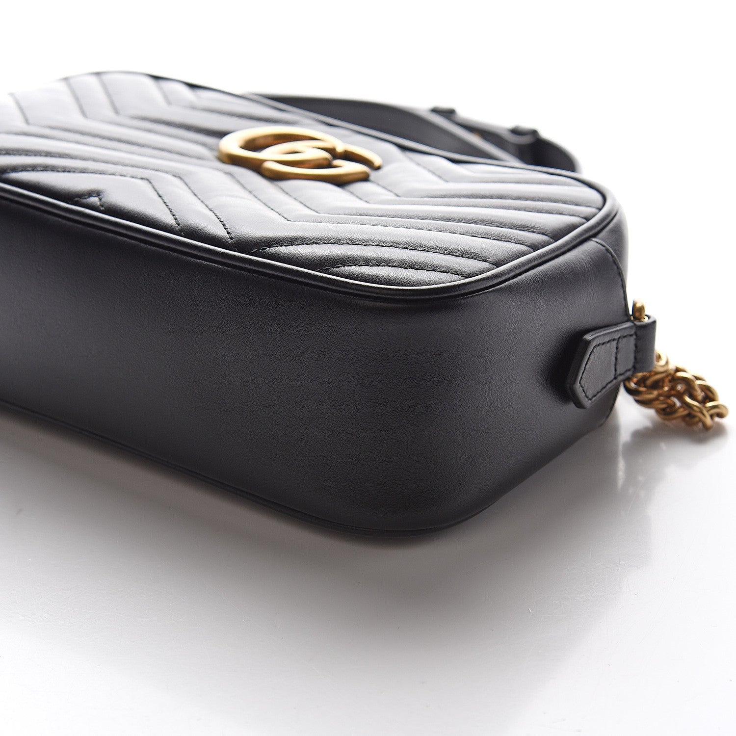 Gucci Calfskin Matelasse Small GG Marmont Chain Shoulder Bag Black 8 of 9