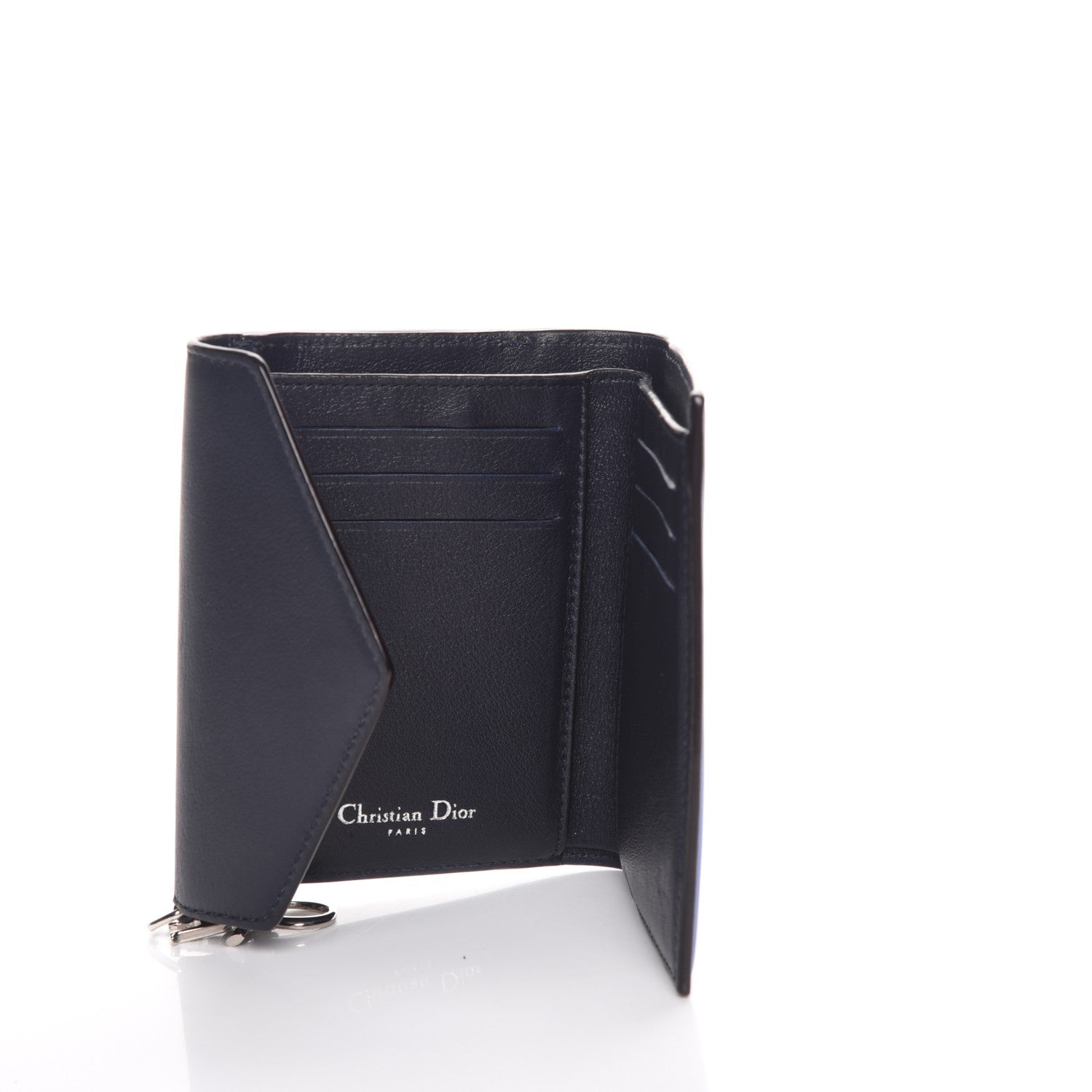 Christian Dior Bullcalf Diorissimo Medium Envelope Wallet Black Blue 5 of 7
